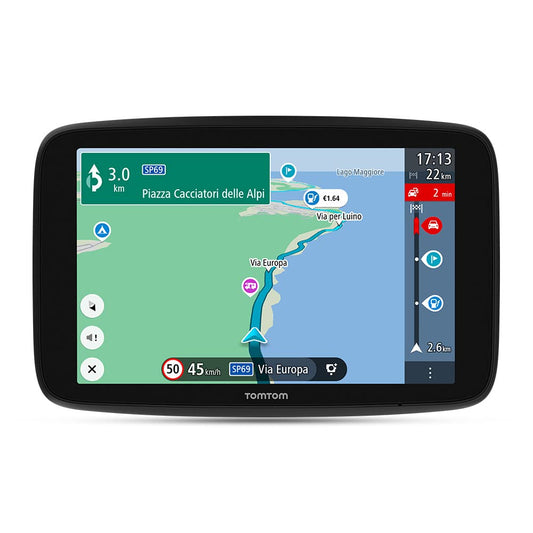 TomTom GO Camper Max kemperu navigators ar 7 collu HD displeju, kemperu un treileru POI, Wi-Fi atjauninājumiem, sastrēgumu apiešanu ar TomTom Traffic, pasaules karšu atjauninājumi
