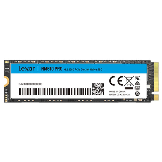 Lexar NM610PRO 1TB SSD - M.2 2280, PCIe Gen3x4, 3300 MB/s read, 2600 MB/s write, 3D NAND for laptops and desktops.