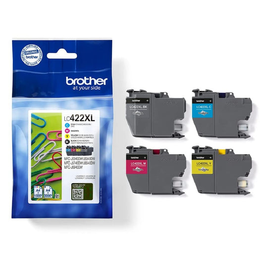 Brother LC-422XLVAL ink cartridge set - includes black, cyan, magenta, yellow for MFC-J5340DW, J5345DW, J5740DW, J6540DW, J6940DW.