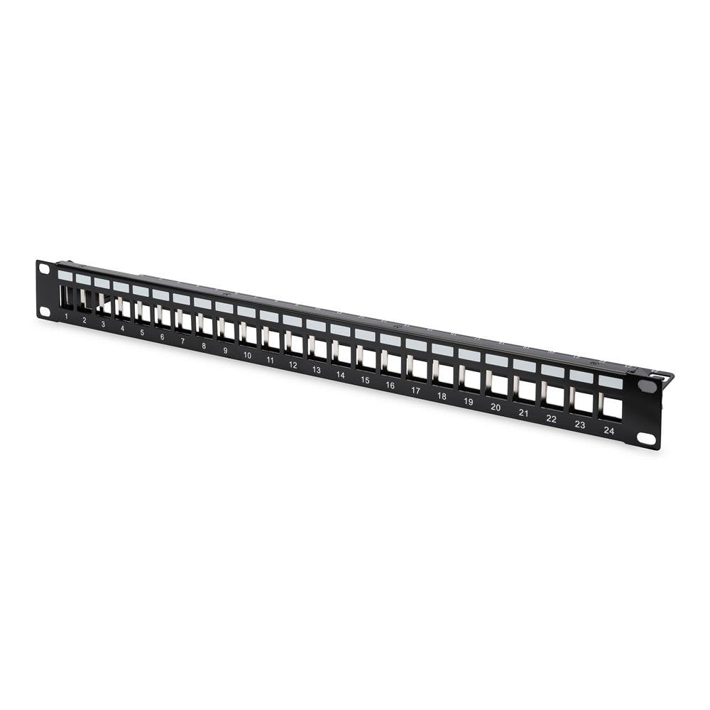DIGITUS DN-91411 modulārais patch panelis - 19 collu 1HE - 24 porti - ekranēts - montāžai statīvā - tērauda loksne