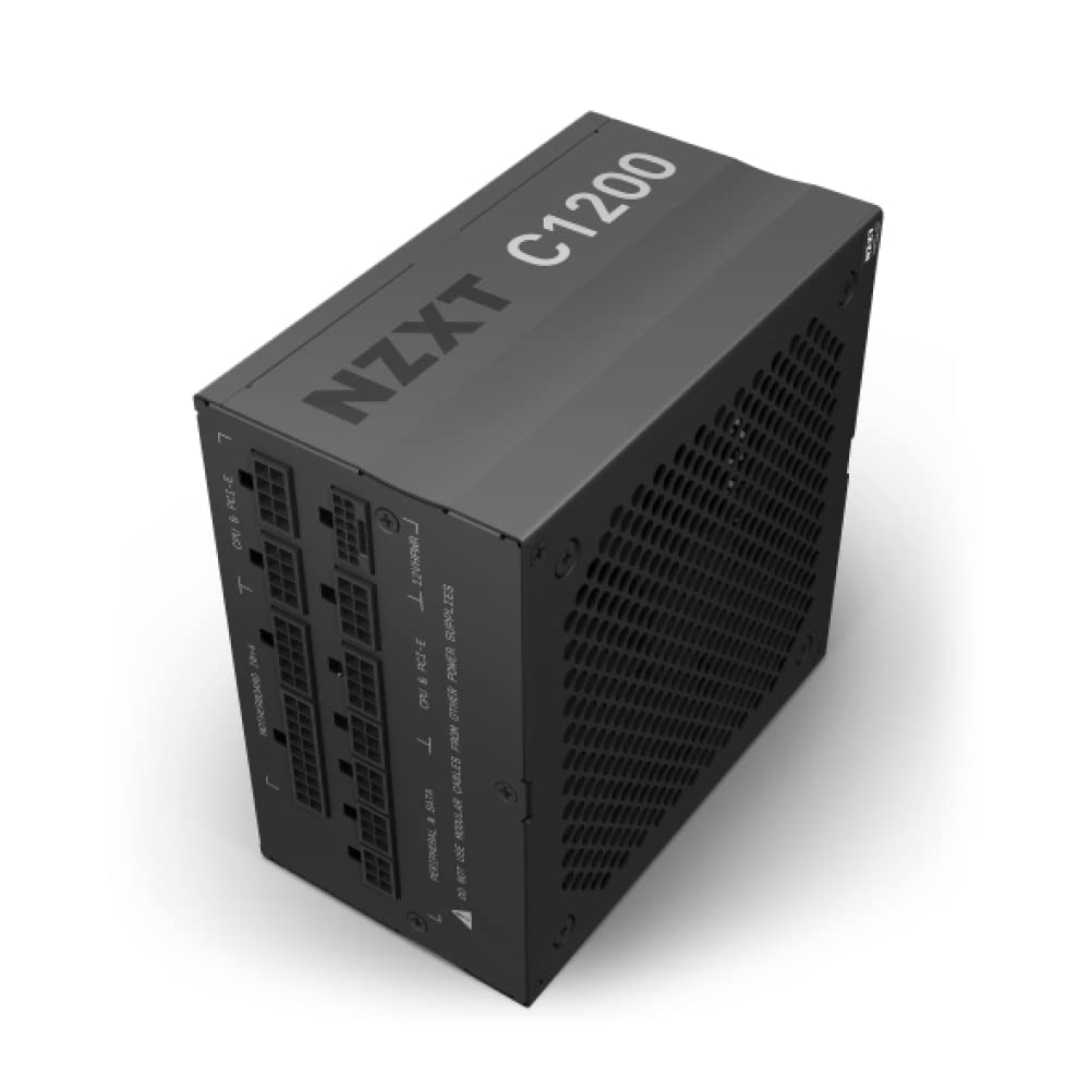 NZXT C1200 PSU - 1200W ATX 3.0, PCIe 5.0, 80 Plus Gold, fully modular, zero fan mode, black cables, 10-year warranty.