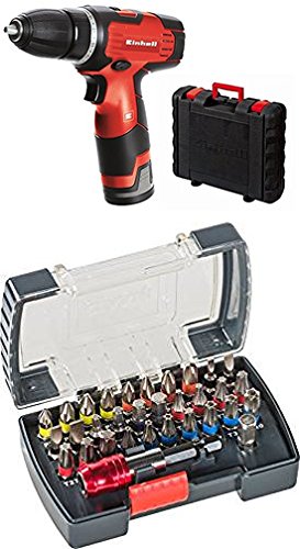 Einhell akumulatora urbjmašīna TH-CD 12-2 Li - 12V, 1.3Ah, 2 ātrumi, 24Nm, ar lādētāju un koferi, komplektā kwb PowerBox 32 daļas.