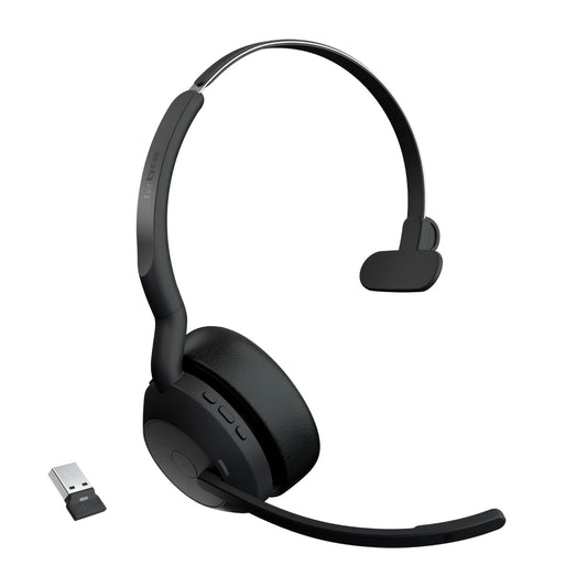 Jabra Evolve2 55 - bezvadu mono austiņas ar trokšņu slāpēšanu, ANC, saderīgas ar Zoom un Google Meet - melnas