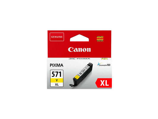 Canon oriģināltinte CLI-571XL Y - XL yellow ink cartridge, eco-friendly packaging, high-quality printing.