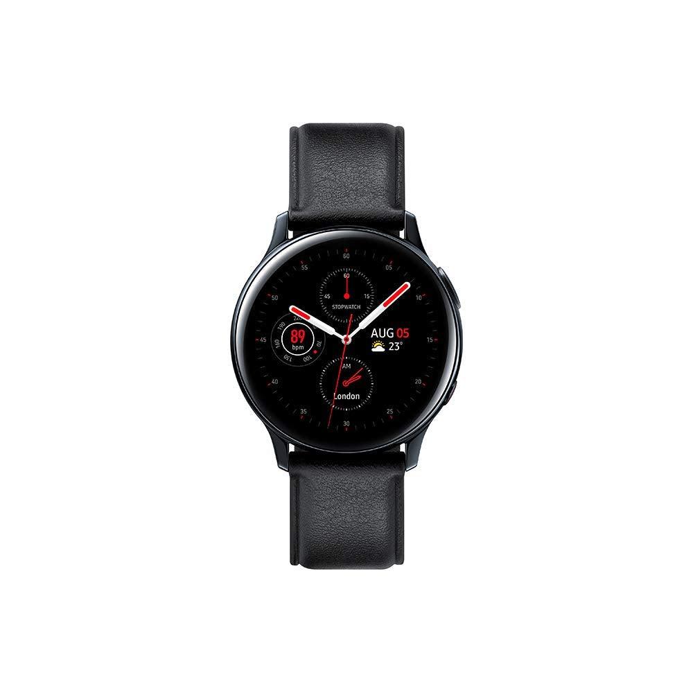 Samsung Galaxy Watch Active 2 4G - 40mm stainless steel, glacier silver, French version, black diamond, fitness tracking.