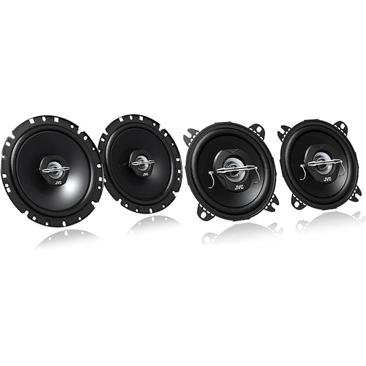 1. JVC CS-J1720X koaksialie skaļruņi (17 cm, 2 ceļi) melni & CS-J420X 10 cm 2 ceļu koaksialie skaļruņi, 2 gabali