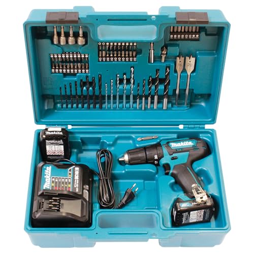 Makita HP333DSAX1 - 12V max. impact drill, 2.0 Ah, includes 2 batteries and charger in transport case.