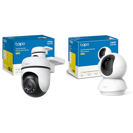 TP-Link Tapo C500 WLAN uzraudzības kamera āra lietošanai, 360 grādu Tapo C200 360° WLAN uzraudzības kamera iekštelpām, FHD 1080P, nakts redzamība