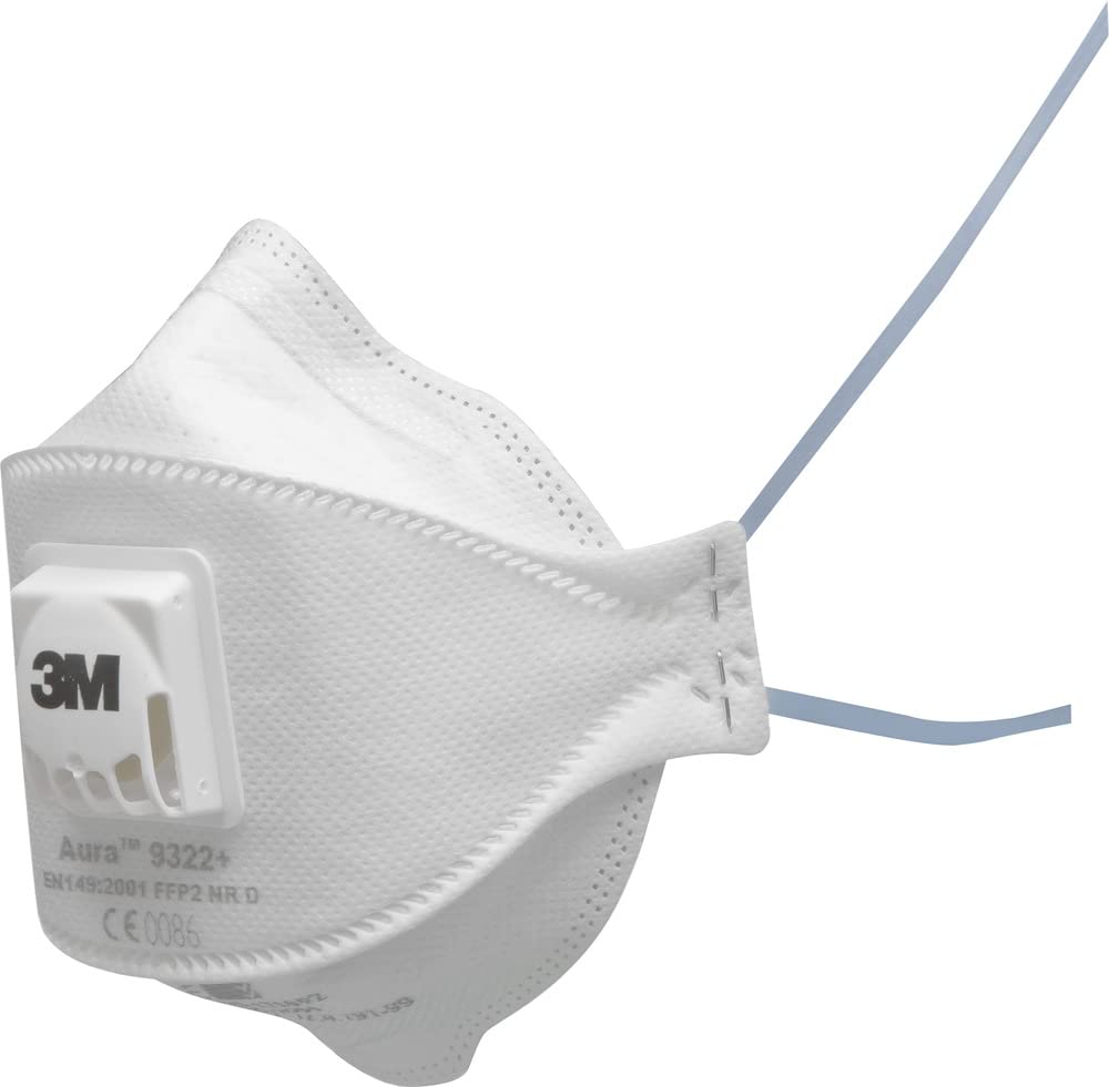 3M Aura putekļu maska FFP2 ar vārstu, sērija 9322+, 10 maskas iepakojumā