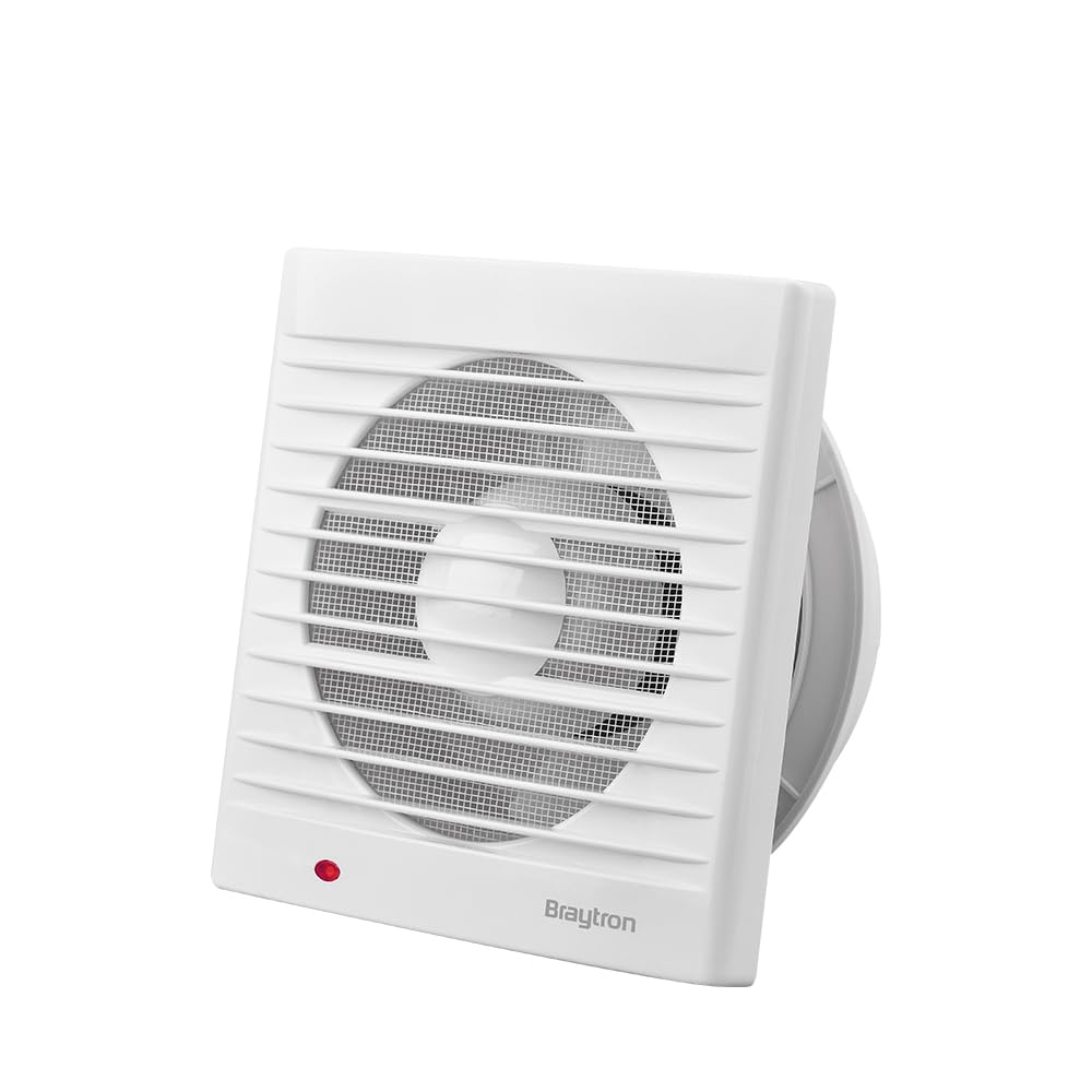 Braytron Badlüfter sienas ventilators WC, virtuvei un vannas istabai Ø100 mm, kluss 34dB, jaudīgs 100 m³/h, energoefektīvs 12W