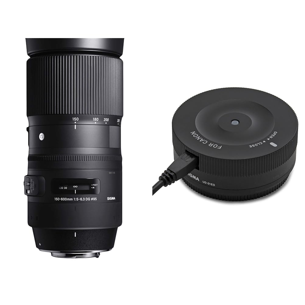 Sigma 150-600mm F5,0-6,3 DG OS HSM Contemporary objektīvs (95mm filtra vītne) Canon objektīvu bajonetam & USB doks Canon objektīvu bajonetam