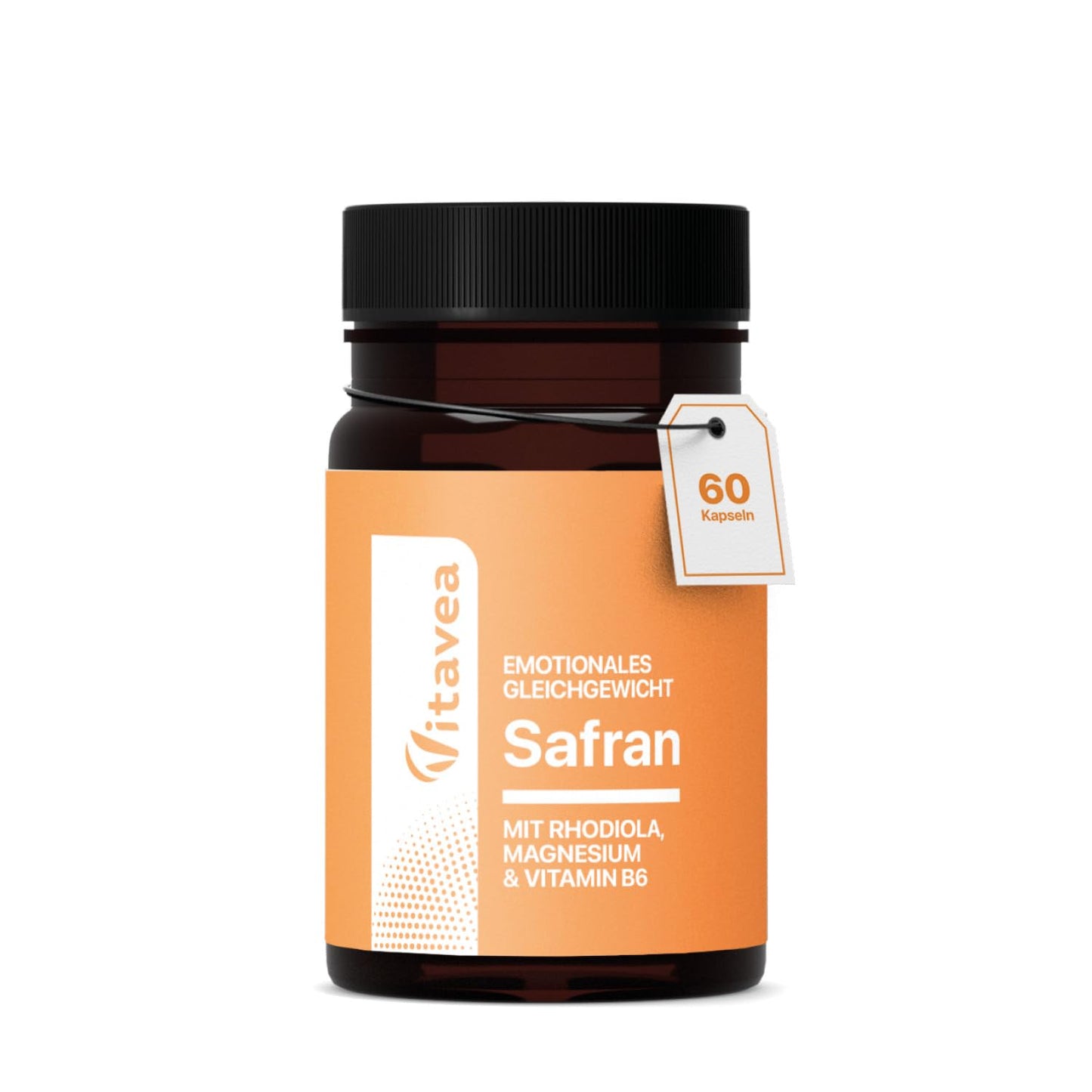 Safrāna kapsulas ar rodiolu, magniju un vitamīnu B6, 60 kapsulas, nervu sistēmai un psiholoģiskajām funkcijām, augsta deva, 1 dienā, laboratoriski pārbaudītas, bez piedevām, Vitavea