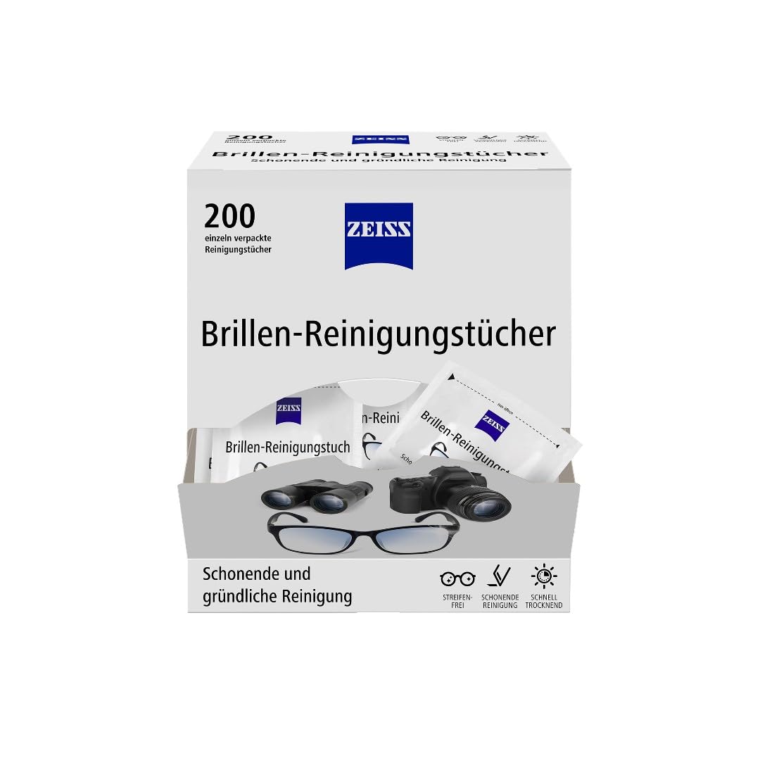 ZEISS brilles tīrīšanas salvetes, 200 gab., katra atsevišķi iepakota