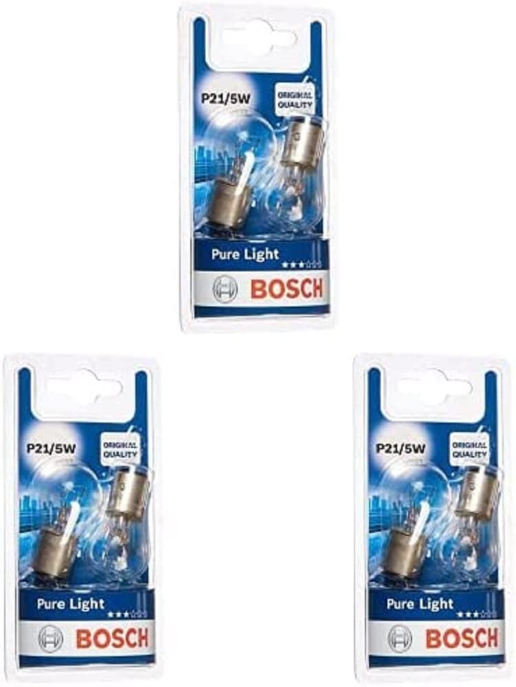 Bosch P21/5W Pure Light automobiļu spuldzes - 12 V 21/5 W BAY15d - 2 gabali, 3 iepakojums