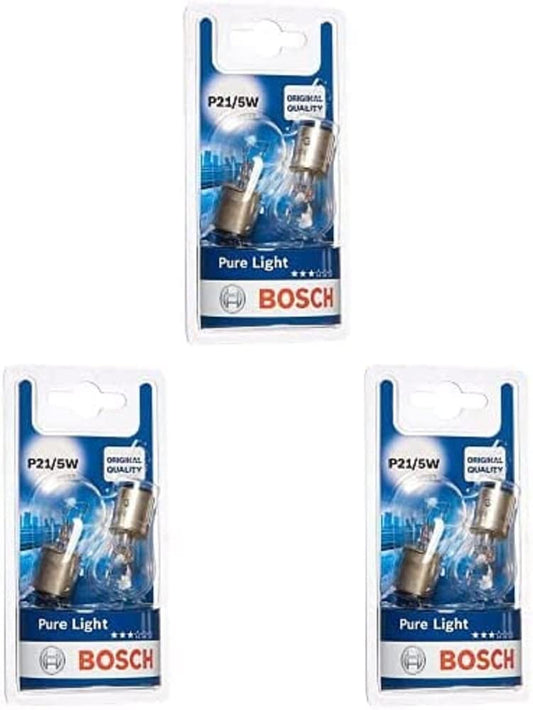 Bosch P21/5W Pure Light automobiļu spuldzes - 12 V 21/5 W BAY15d - 2 gabali, 3 iepakojums