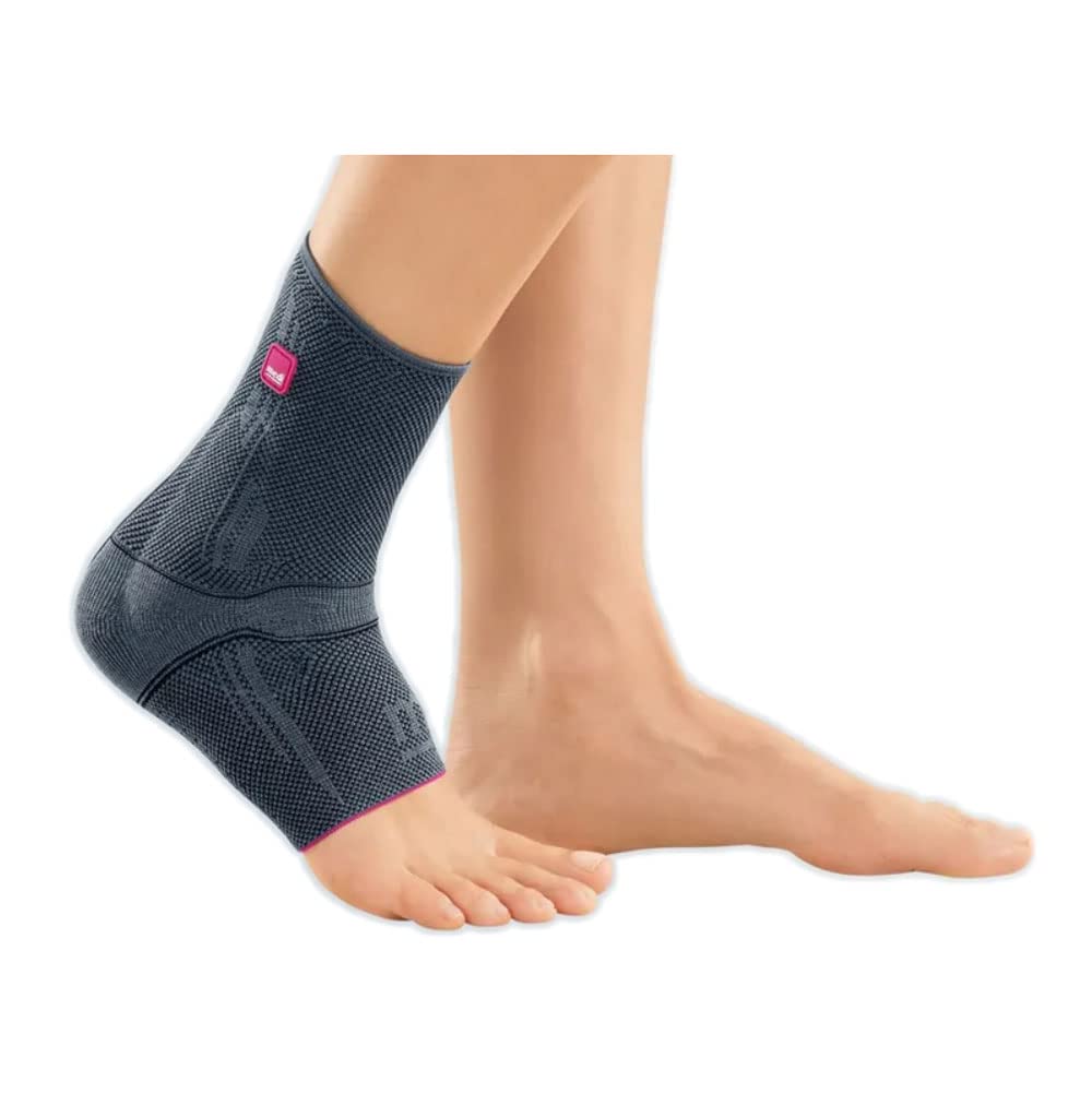 Potītes bandāža medi Levamed UNISEX – stabilizējoša potītes ortoze, valkājama abās pusēs – komforta adījuma pēdas bandāža ar atslogojošu zonu, sudraba krāsa, III izmērs
