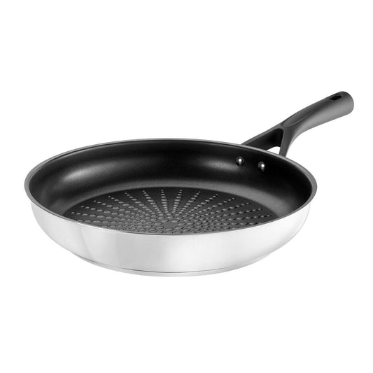 Pyrex Expert nerūsējošā tērauda panna - daudzkrāsains melns/pelēks, izturīgs tērauds, ideāla cepšanai un sautēšanai.