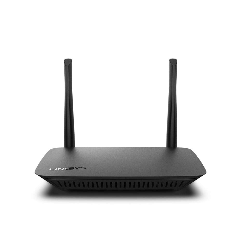 Linksys E5400 Dual-Band WiFi 5-WLAN maršrutētājs (AC1200) – maršrutētājs bezvadu spēlēšanai un straumēšanai ar datu pārraides ātrumu līdz 1,2 Gbit/s, 4 Ethernet portiem, bērnu aizsardzības funkcijām un viesu piekļuvi.
