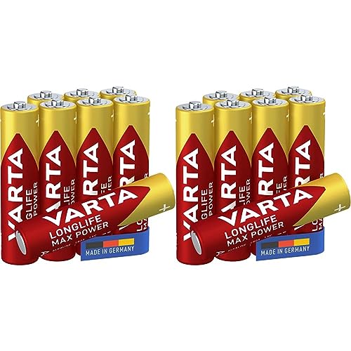 VARTA baterijas AAA, 8 gab., Longlife Max Power, sārma, 1,5V, digitālajai kamerai, kontrolierim, asinsspiediena mērītājam, ražots Vācijā (iepakojumā ar 2)