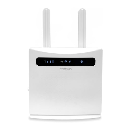 STRONG - 4G LTE maršrutētājs 300 - mobilais karstais punkts - līdz 150 Mbps 4G/300 Mbps WLAN - 4 LAN pieslēgvietas - piemērots visām SIM kartēm - noņemamas antenas - vienkārša uzstādīšana - balts