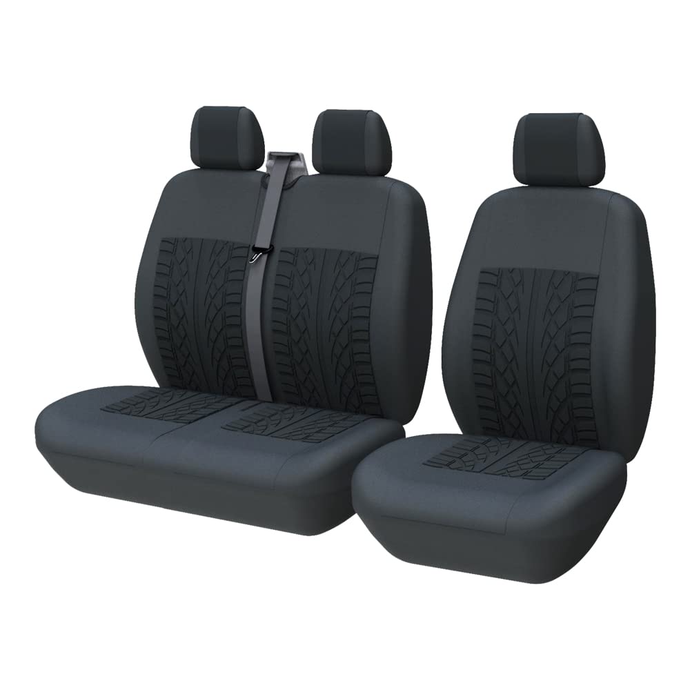 Auto sēdekļu pārvalki TOYOUN universāli mikroautobusam un kravas auto, priekšējie 3D riepu protektora raksts, melni