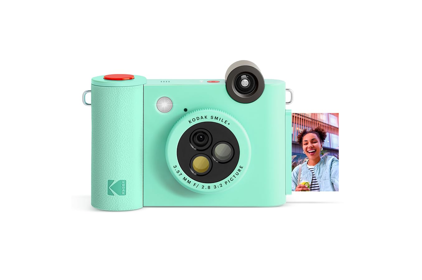 KODAK Smile+ 2-in-1 kamera un Bluetooth fotoprinteris - 10MP, rotējošs objektīvs, Zink 2x3” fotogrāfijas, zaļš.