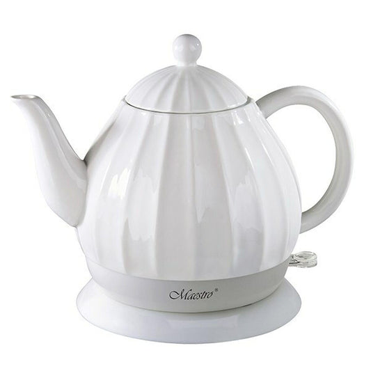 KERAMIKAS TĒJKANNA 1,2 L 1200 W - White electric kettle with fast boiling and sleek design, perfect for tea lovers.