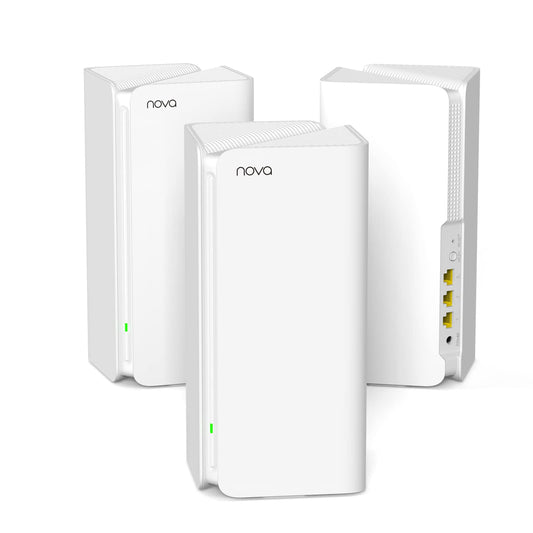 Tenda Nova MX15-Pro Mesh WLAN WiFi 6 sistēma-AX5400 divjoslu WLAN Mesh WiFi 6 sistēma, ieteicama mājām ar 4-6 guļamistabām, 9*Gigabit ports–aizvieto maršrutētāju un repeateru–saderīga ar Alexa, 3 iepakojums