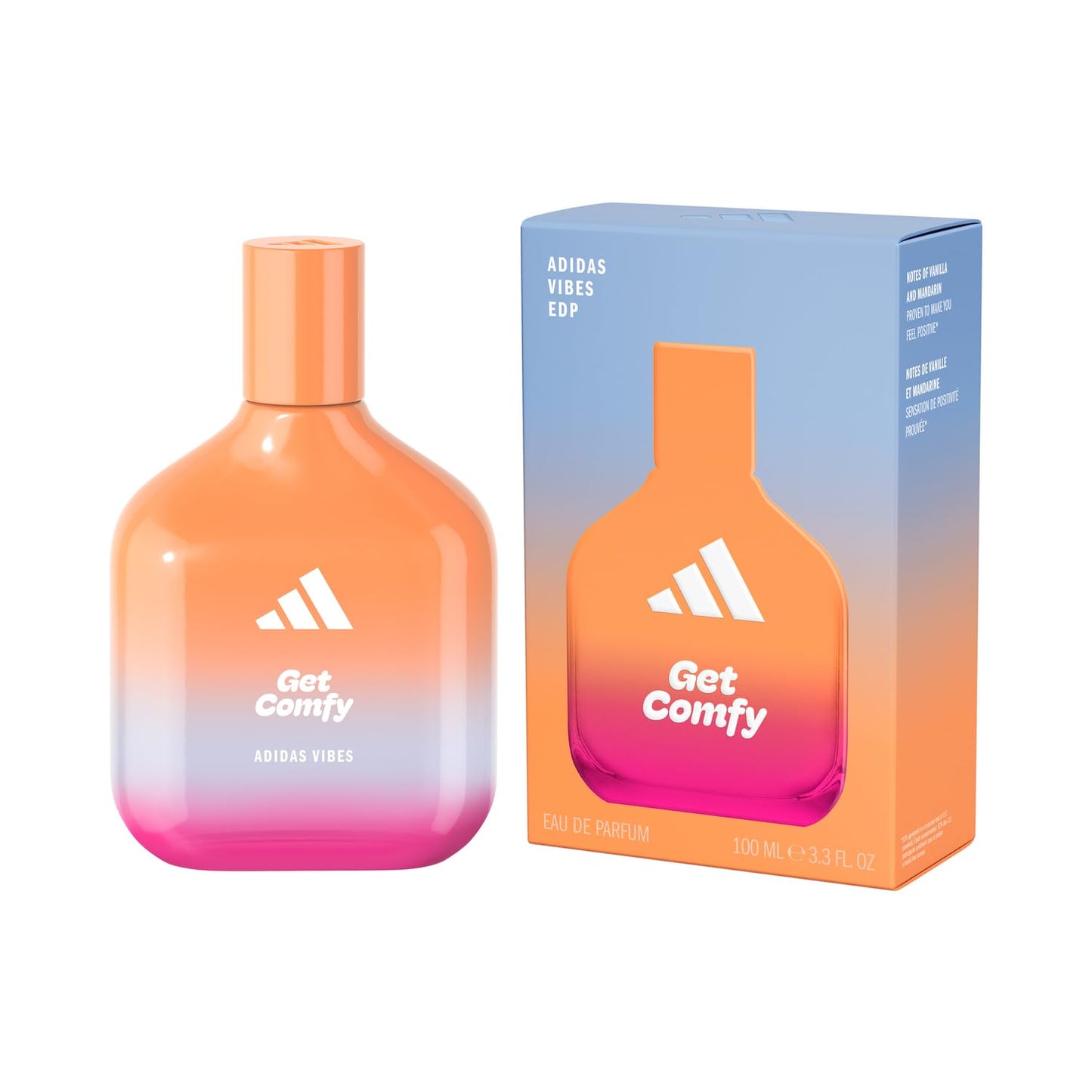 Unisex parfīms adidas Vibes Get Comfy Eau de Parfum, 100ml, nomierinošs aromāts ar vaniļas un mandarīna notīm