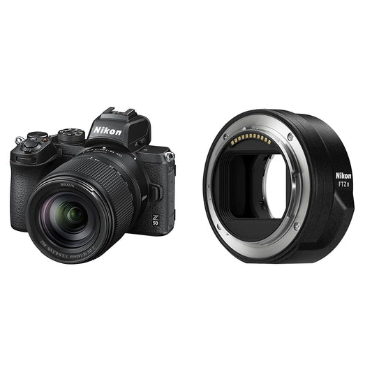 17. Nikon Z 50 KIT Z 18-140 VR (20.9 MP, OLED skatu meklētājs ar 2.36 miljoniem pikseļu, 11 attēli sekundē, hibrīda AF ar fokusa asistentu) + FTZ II (adapteris F-mount objektīviem uz Z-mount kamerām)