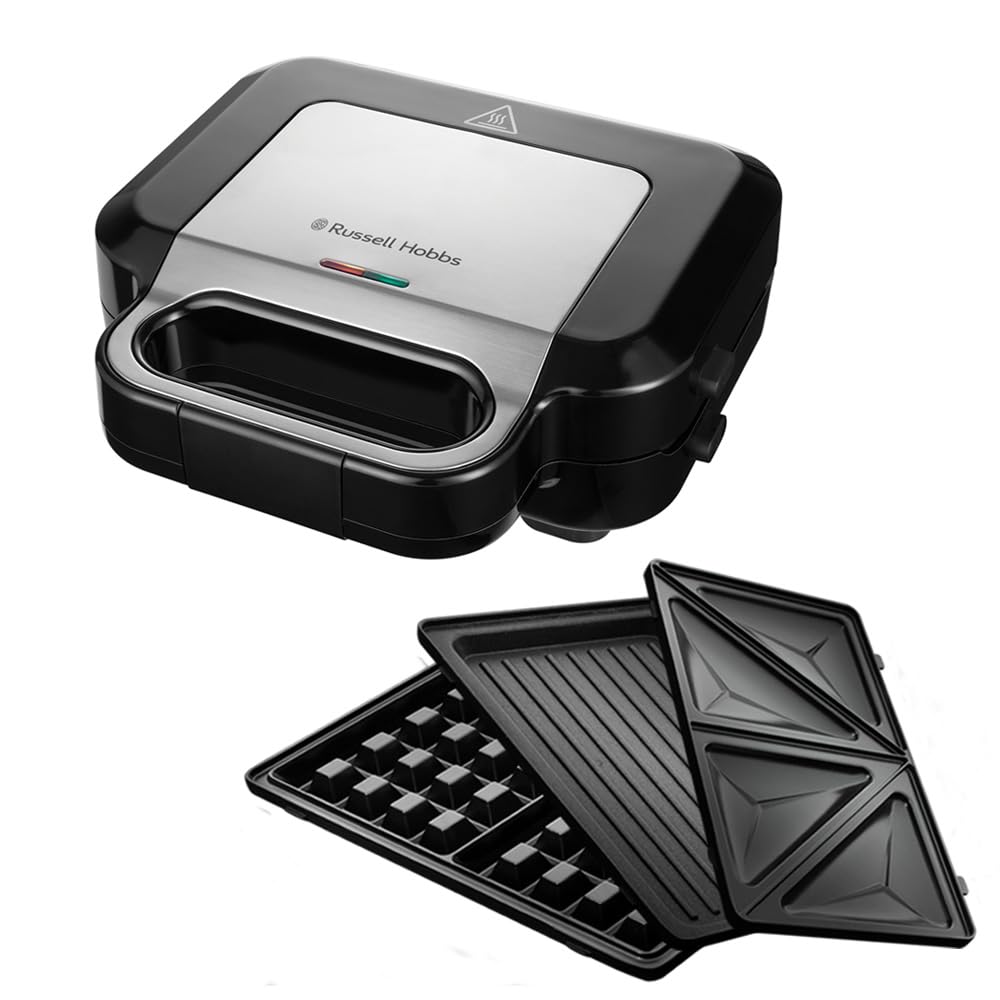 Russell Hobbs 3-in-1 daudzfunkcionālais ierīce [sviestmaizes cepeškrāsns, vafeļu cepeškrāsns, kontaktgrils] Creations (mazgājams trauku mazgājamajā mašīnā, ar nelipīgu pārklājumu un ekstra dziļām plāksnēm, BPA brīvs) 26810-56