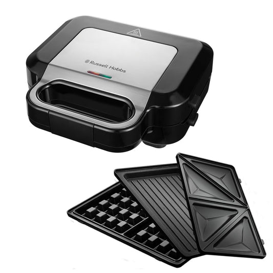 Russell Hobbs 3-in-1 daudzfunkcionālais ierīce [sviestmaizes cepeškrāsns, vafeļu cepeškrāsns, kontaktgrils] Creations (mazgājams trauku mazgājamajā mašīnā, ar nelipīgu pārklājumu un ekstra dziļām plāksnēm, BPA brīvs) 26810-56