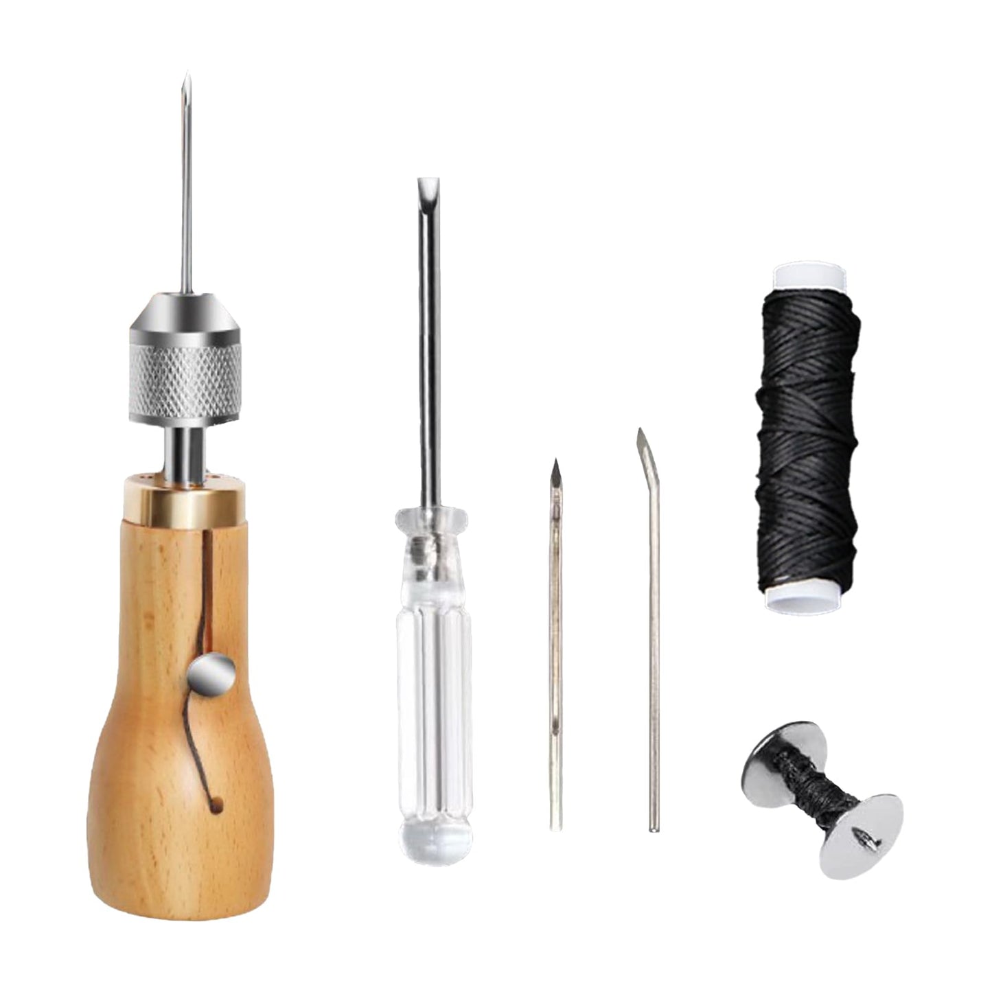 ZMZaoan 7 daļu ādas šūšanas komplekts, Leather Sewing Tool Set, ar skrūvgriezi, roku šujmašīna bieziem audumiem, kabrioleta jumtiem ar ādas adatu un Punch Needle Set šujamvirpai, tentu un audeklam
