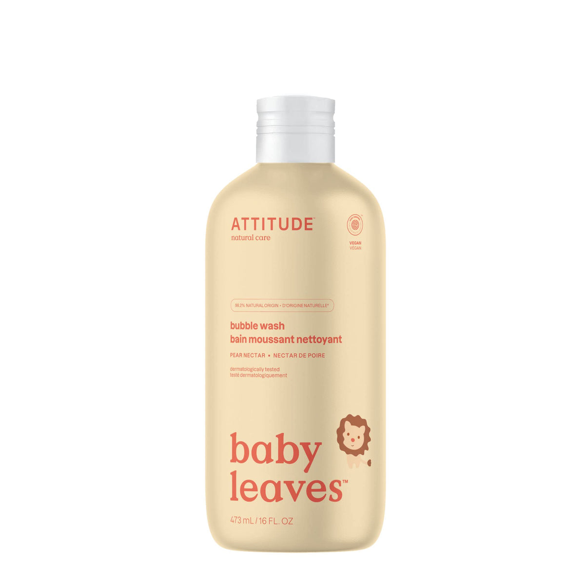 Zīdaiņu ķermeņa mazgāšanas putas ATTITUDE Bubble Body Wash, EWG Verified, dermatoloģiski pārbaudīts, augu un minerālu bāzes, vegāns, bumbieru nektārs, 473 mL
