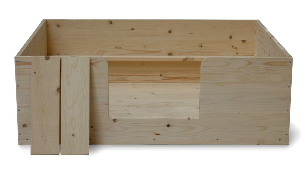 Suņu dzemdību kaste SunnyDogs, kucēniem 140x120x40 cm, priežu koks, ar izeju