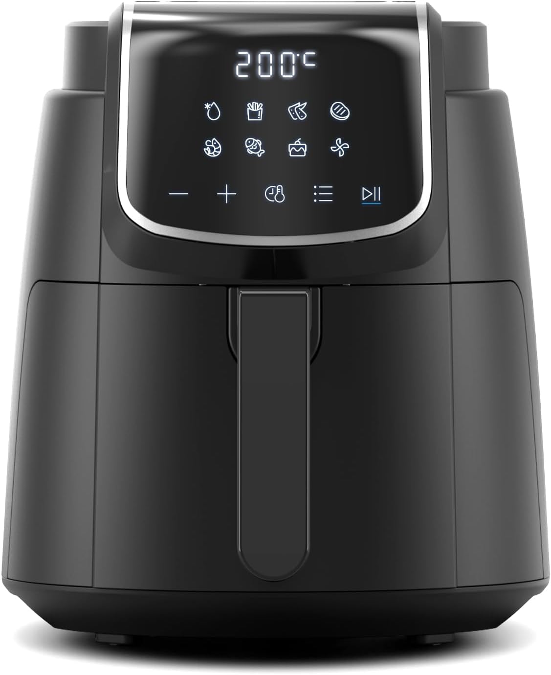 Midea MF-CN35C2,Digitālā gaisa friteze 1500W ar 8 iepriekš iestatītām funkcijām un 60 minūšu taimeri,3,5L karstā gaisa friteze veselīgai eļļas nesaturošai gatavošanai,cepšanai,grilēšanai,inteliģenta temperatūras kontrole,Melnā