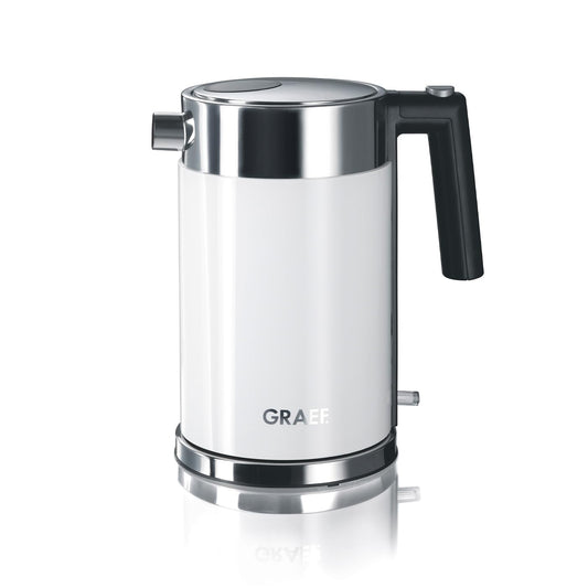 GRAEF WK 61 - White stainless steel kettle with acrylic body, sleek design, and efficient boiling performance.