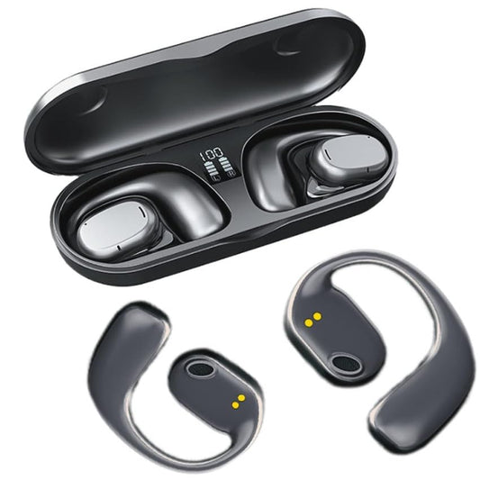 Monkey Ladder PRENDELUZ - bezvadu Bluetooth austiņas ar ausu āķiem, melnas, 6 stundu atskaņošanas laiks