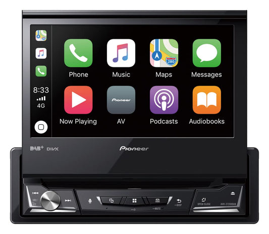 9. Pioneer AVH-Z7200DAB 1-DIN multimediju atskaņotājs, izvelkams 7 collu ClearType skārienekrāns, viedtālruņa savienojums, Apple Car Play, Android Auto, USB, Bluetooth, 13 joslu grafiskais ekvalaizers
