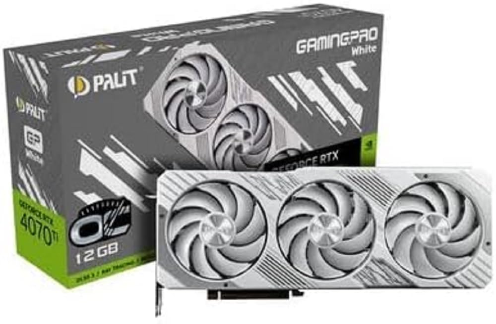 Palit 12GB GeForce RTX 4070 Ti Gaming Pro White OC - High-performance graphics card with PCIe 4.0 x16 support.