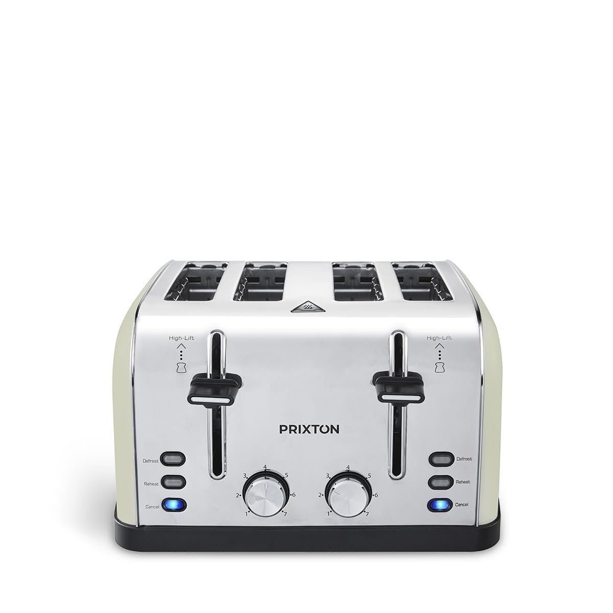 PRIXTON Bianca tosteris | 4 šķēles, 7 grauzdēšanas līmeņi, jauda 1900W, garš slots, nerūsējošais tērauds, atkausēšanas funkcija, siltumizolējoša korpuss, ieskaitot drupatu trauku