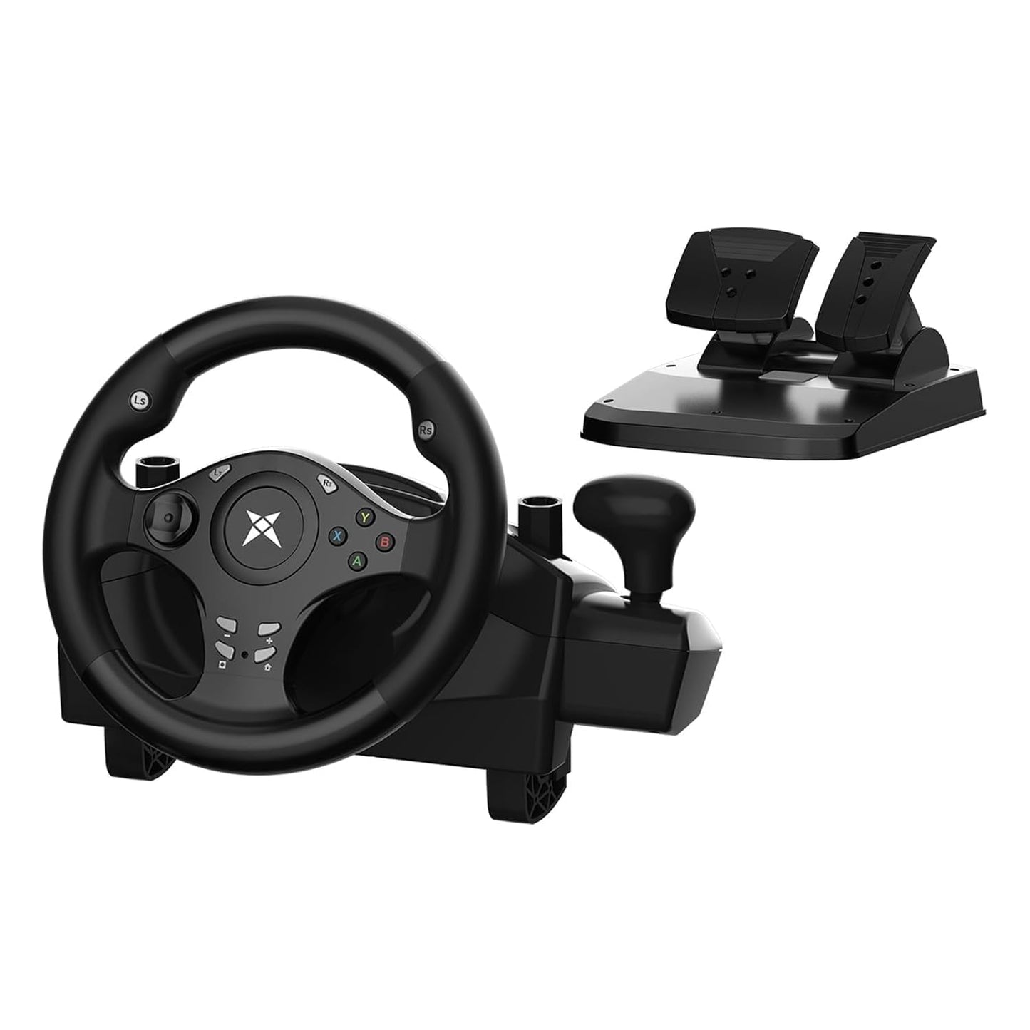 Gaming stūre ar pedāļiem NBCP R270, 270° stūre ar vibrācijas efektu, saderīga ar PC, PS3, PS4, Xbox One, Xbox Series X/S un Nintendo Switch, ideāli piemērota sacīkšu spēlēm