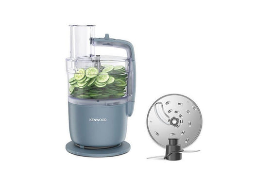 Kenwood MultiPro Go FDP22.000GY, virtuves robots, kas sasmalcina, sagriež, rīvē, samazina biezenī un mīca, 1.3L bļoda, mīcīšanas asmeņi, 4 mm disks, 650W, Storm Blue