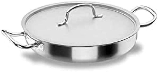 Lacor 50628 serving pan with lid 28 cm - durable stainless steel, even heat distribution, ergonomic handle.