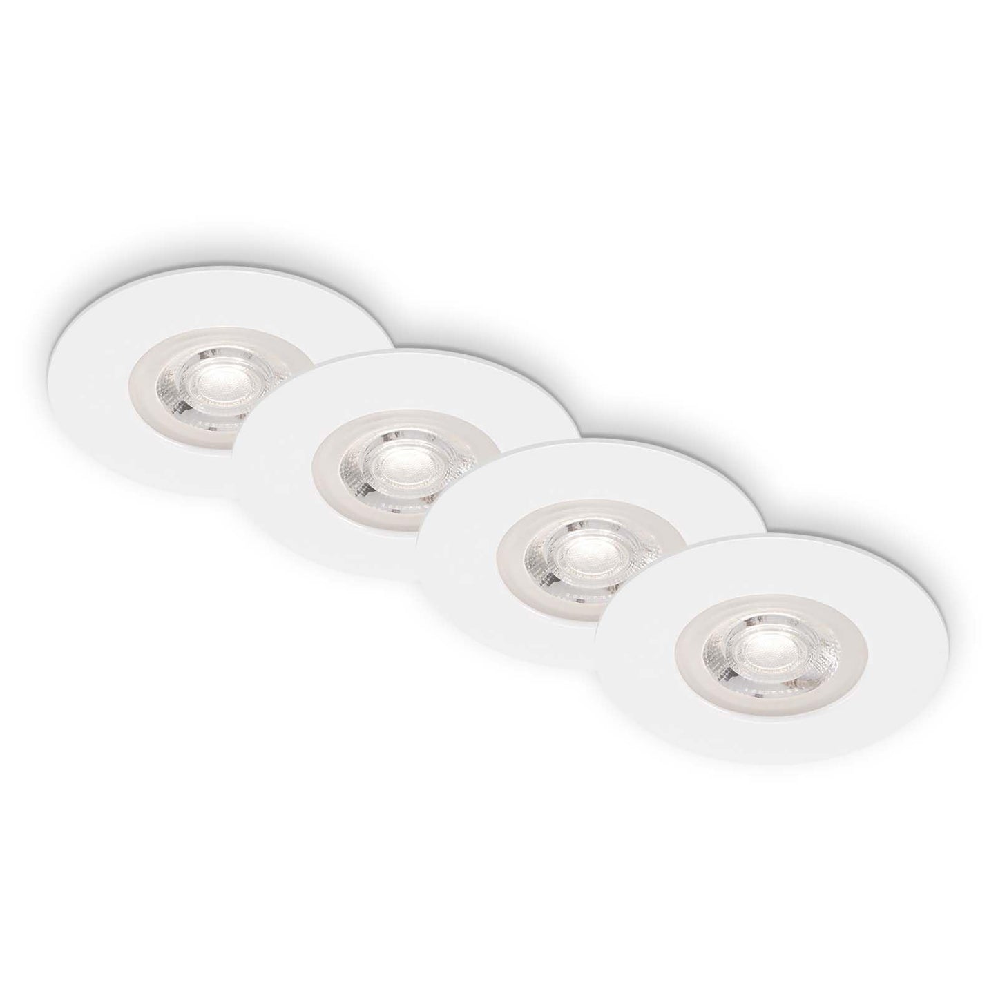 BRILONER 4 gab. LED iebūvējamie griestu gaismekļi, ultraplāni iebūvējamie lukturi, vannas istabas iebūvējamie prožektori IP44, 4,9 Watt, 480 Lumen, silti balta gaisma, 90x25 mm (DxH), balti