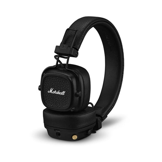 Marshall Major V Bluetooth austiņas - 100 stundu atskaņošanas laiks, melns dizains, bezvadu komforts