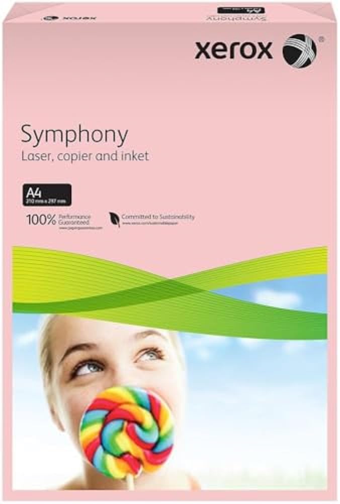 Xerox 003R92306 - Symphony pastel-colored A4 copier paper, 160 g/m², 250 sheets, pink.