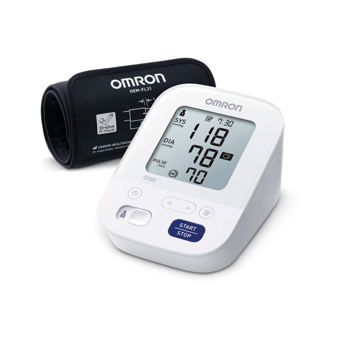 Omron M3 Comfort HEM-7155-E - Elektroniskais asinsspiediena mērītājs ar automātisku uzpumpēšanu un lielu LCD ekrānu.