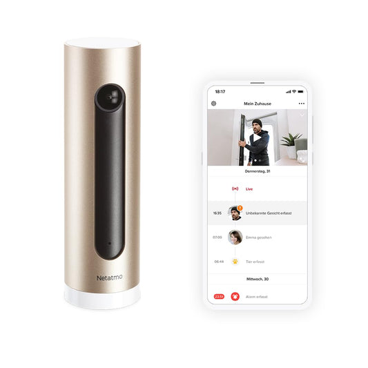 Netatmo viedā uzraudzības kamera iekštelpām ar sienas turētāju, Wi-Fi, Full HD, kustību noteikšana, nakts redzamība, līdz 32 GB vietējā atmiņa MicroSD kartē, tiešraides pārraide, bez abonementa, NSC-AMZ