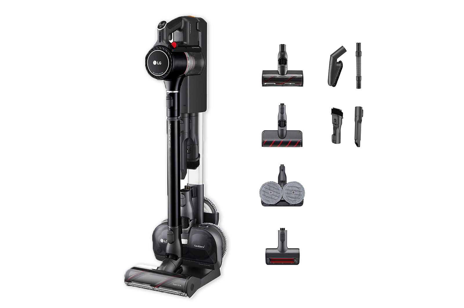 LG Electronics A9K-ULTRA1B - akumulatora putekļsūcējs ar diviem akumulatoriem, teleskopiska caurule, melns, līdz 120 min. darbības laiks.